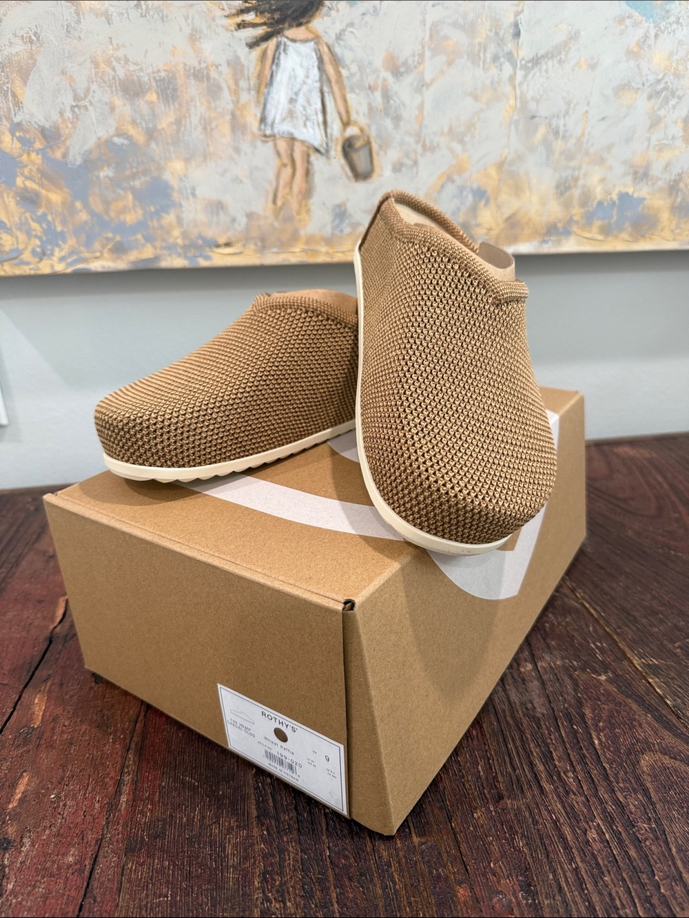 Rothy's Hemp Casual Slip-On Knit Clog Wheat Raffia